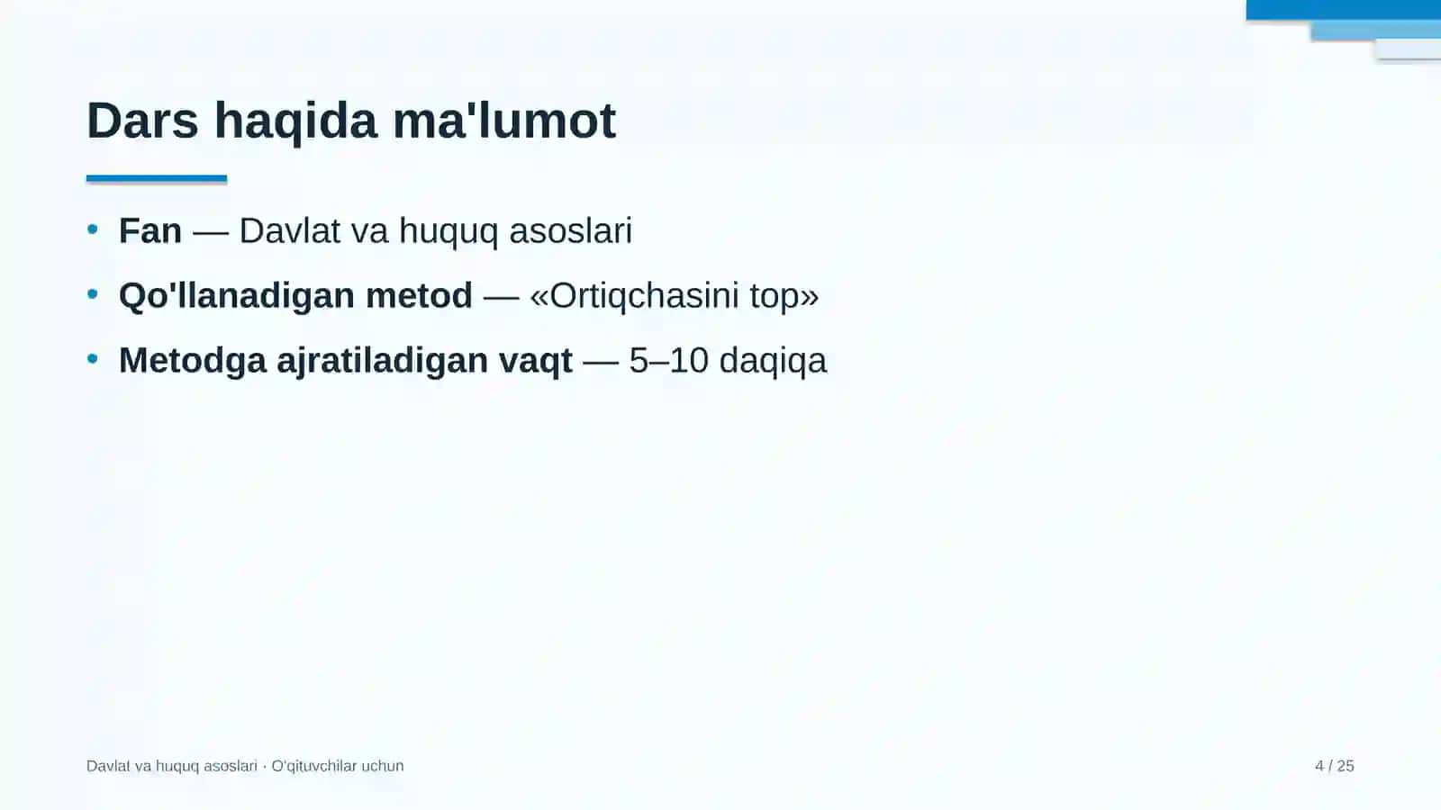 davlat va huquq asoslari darslarida ortiqchasini top metodidan foydalanish 2627 4