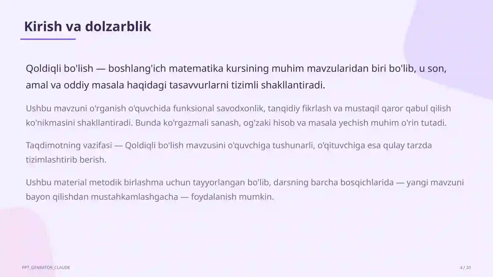 Qoldiqli bo'lish (3-sinf) 4