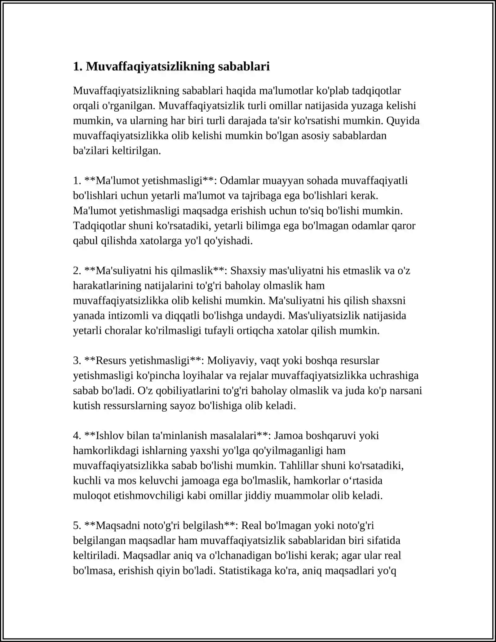 BOZORDAGI MUVAFFAQIYATSIZLAR VA SAMARADORLIK 4