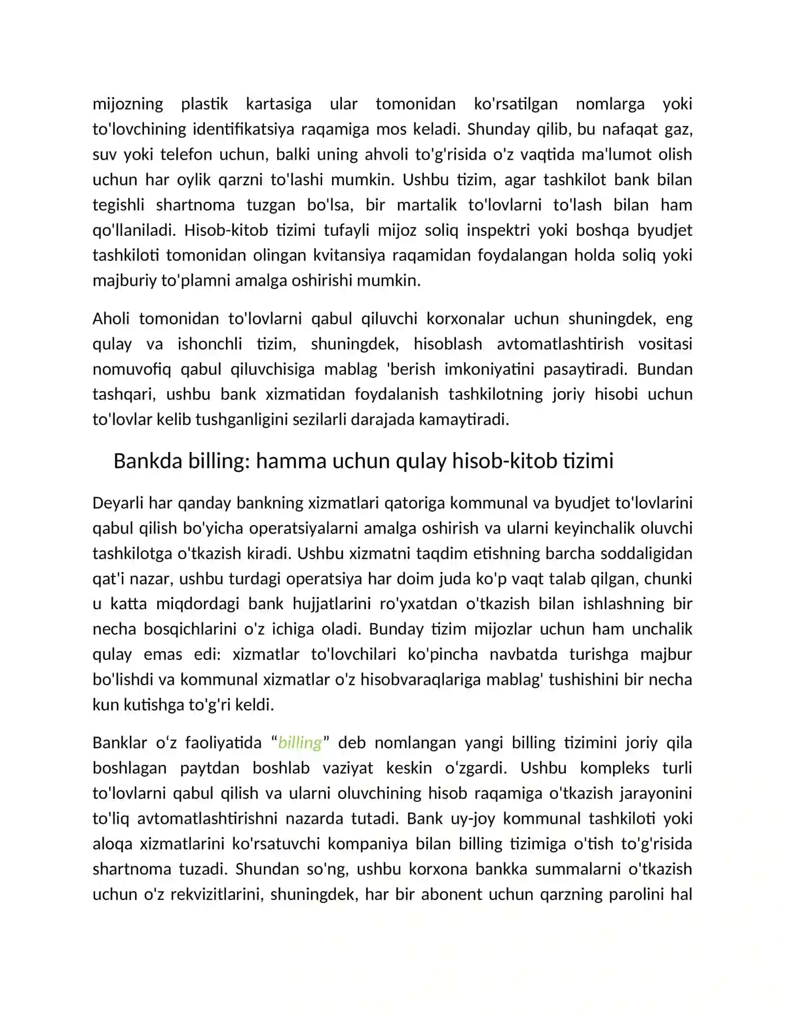 Billing tizimi ishlash texnologiyasi va iqtisodiyotda qo'llash salmog'i 4