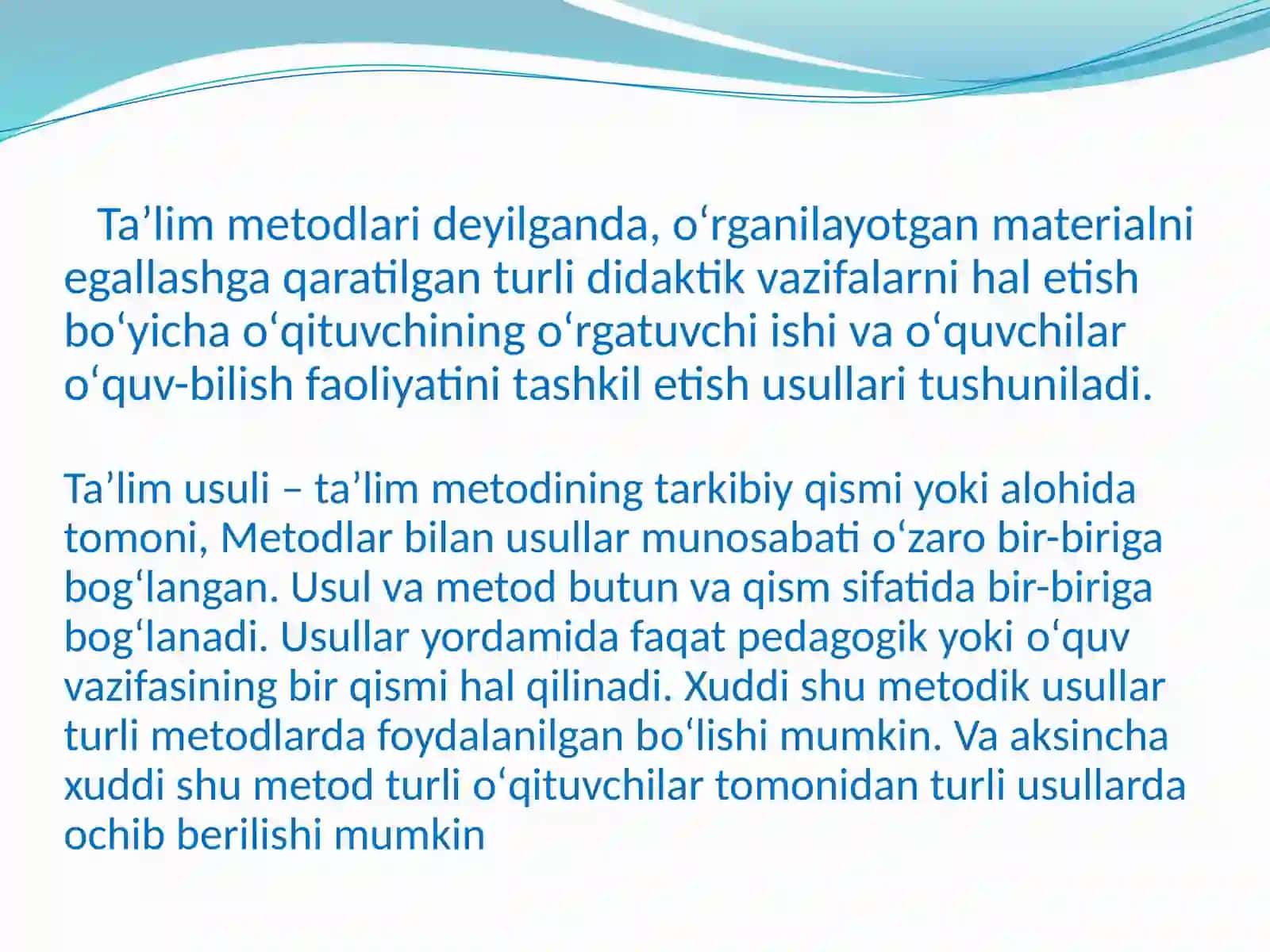 Ta’lim Metodlari va Usullari Tushunchalari 4
