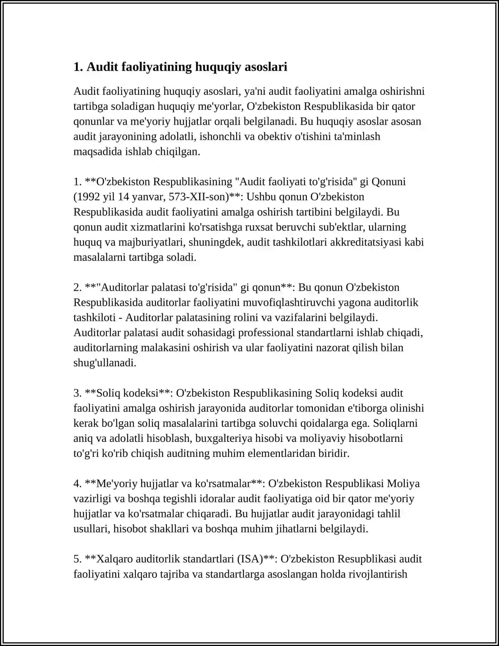AUDITORLIK FAOLYATINING HUQUQIY ASOSLARI 4