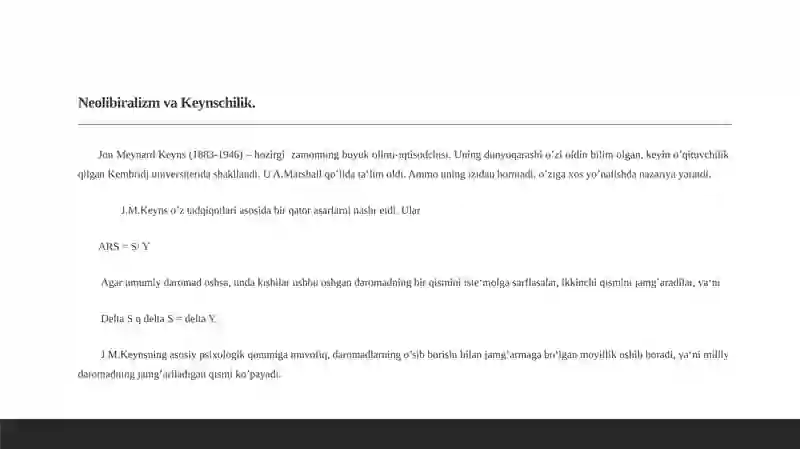 Jon Meynard Keyns ta'limoti va Neokeynschilik 4