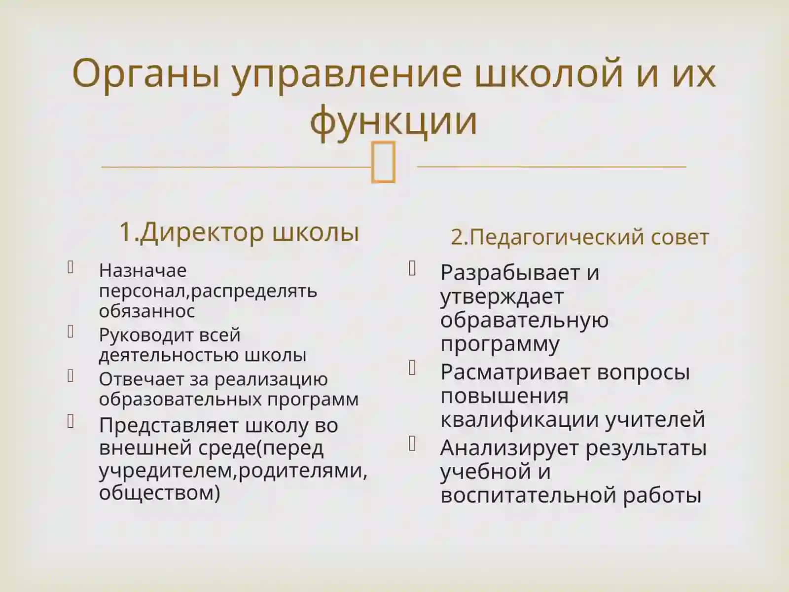 Основы управление образовательными системами. Органы управление школой и их функции. 4