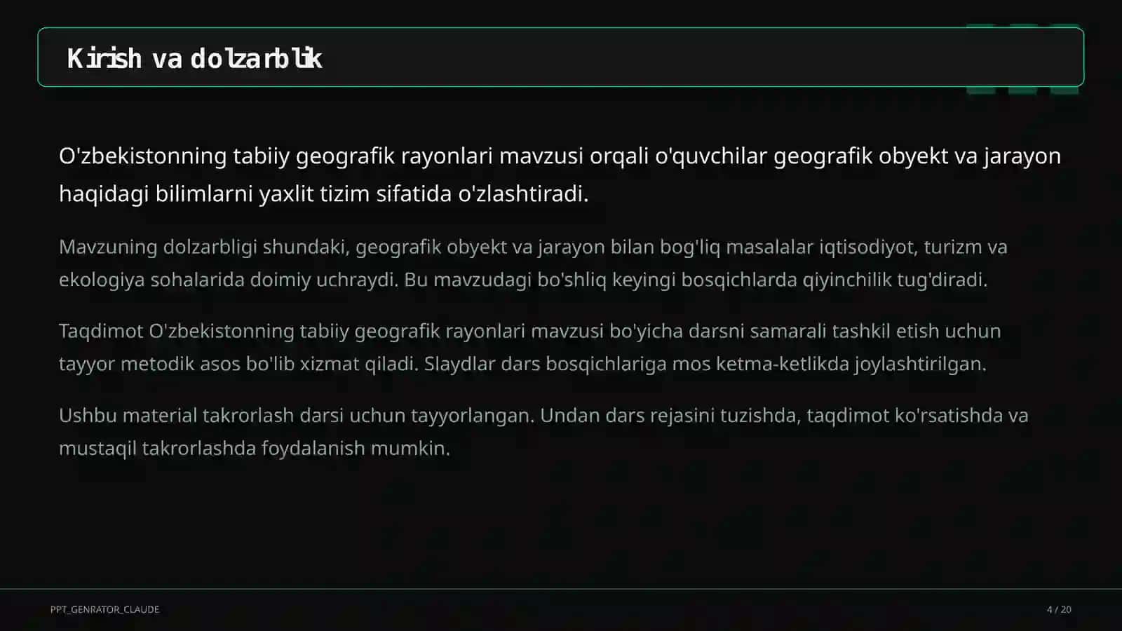 O'zbekistonning tabiiy geografik rayonlar 1