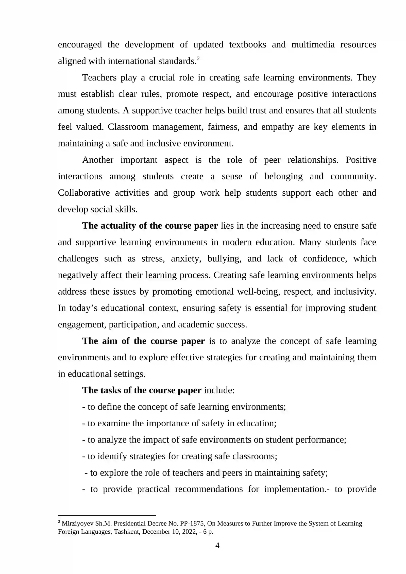Creating Safe Learning Environments 4