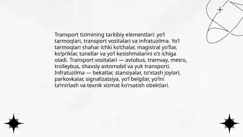 Shaharsozlikda transport tizimi tushunchasi 4