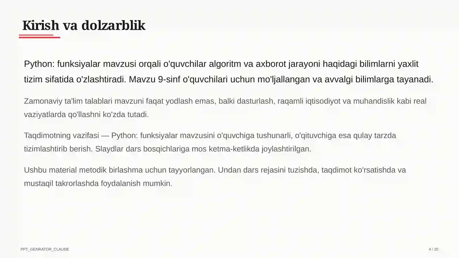 Python: funksiyalar (9-sinf) 4