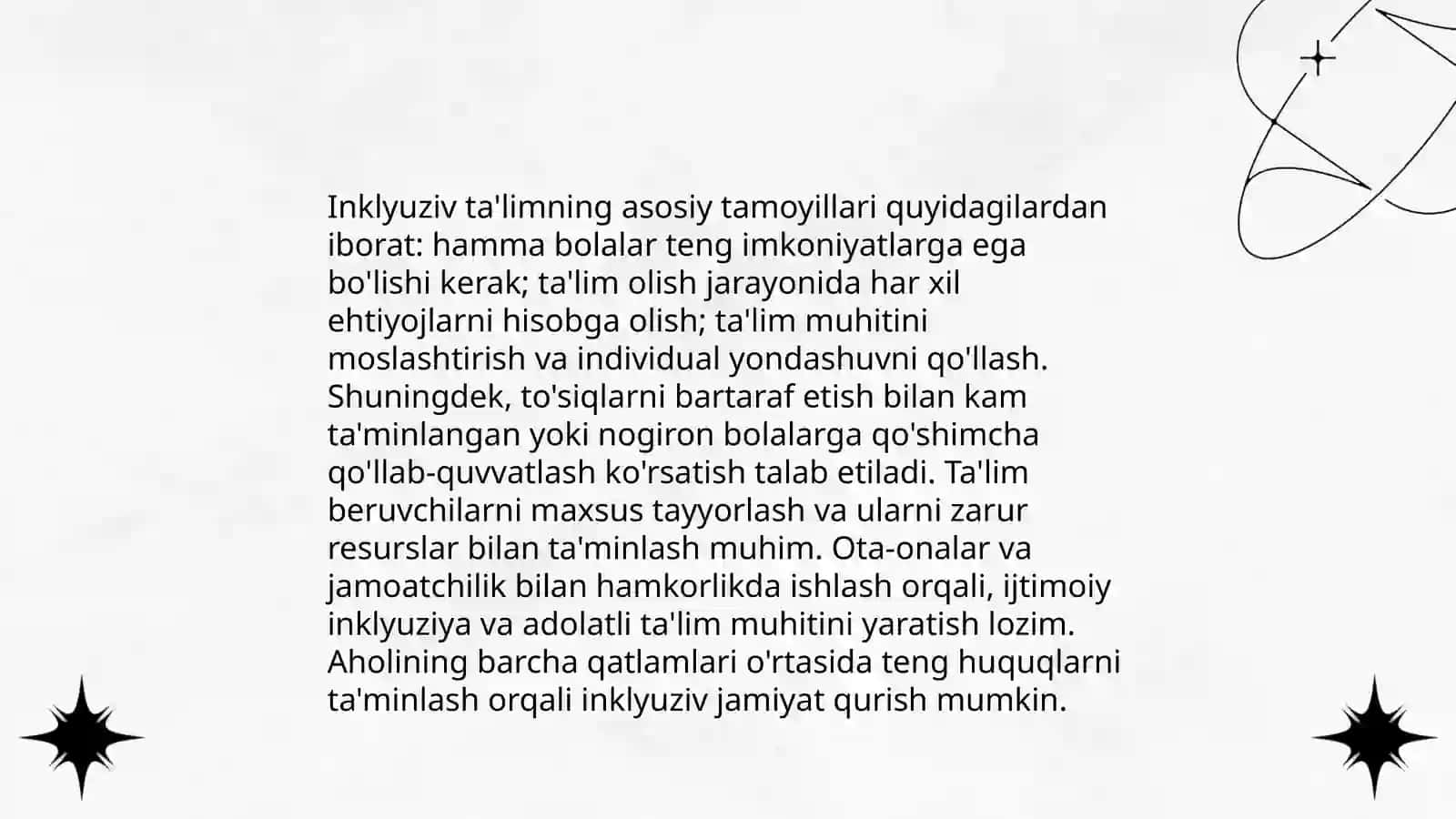 Tayanch harakat sensor aparatida nuqsoni bòlgan bolalar uchun inklyuziv ta'lim strategiyalari va ularni amalga oshirish shart sharoitlari Talimiy tashkilotlarda inkliyuziv muhitni loyhalash 4