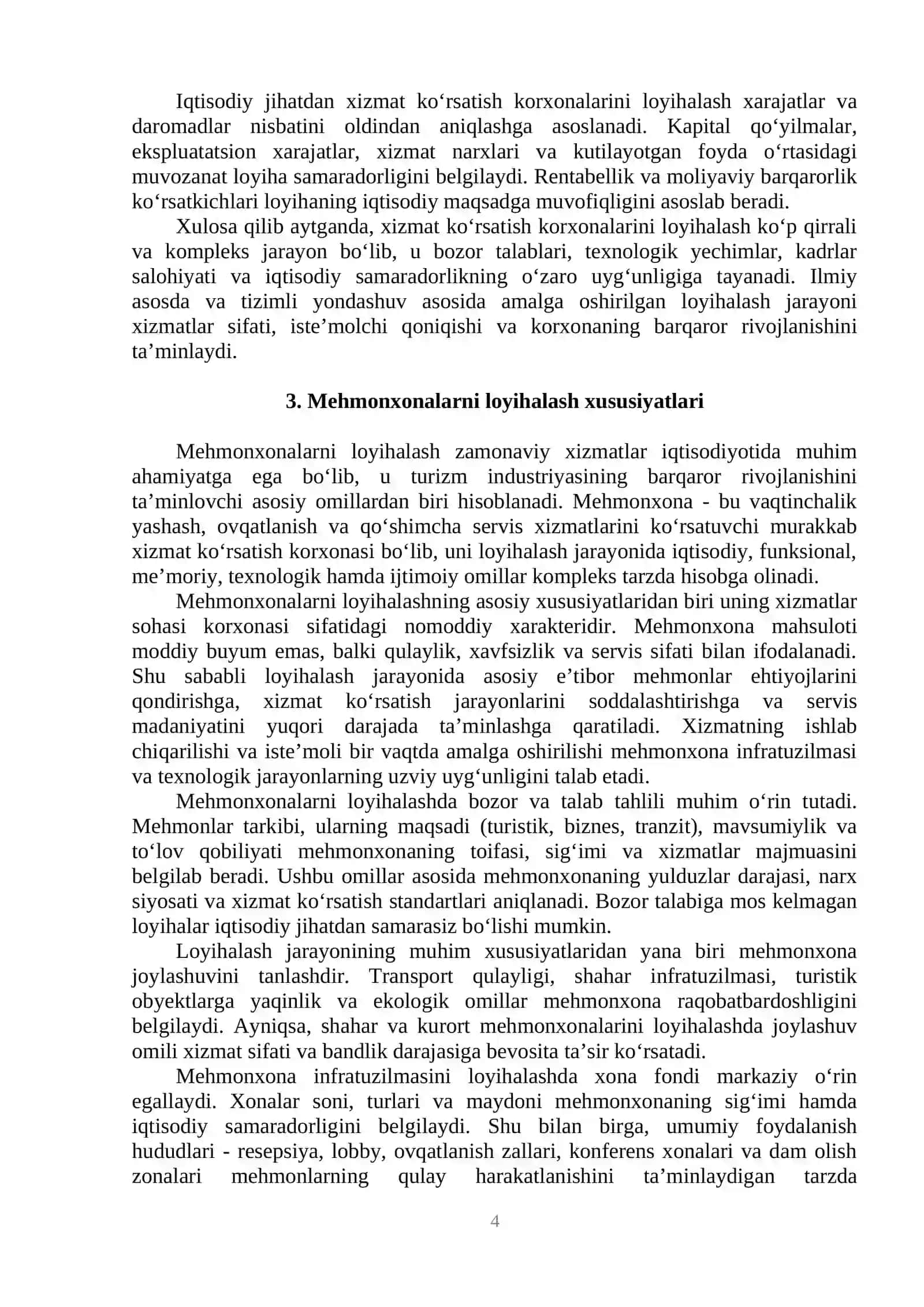 MEHMONXONA XIZMATLARINI LOYIHALASH VA XIZMAT KO‘RSATISH JARAYONLARINI TANLASH 4