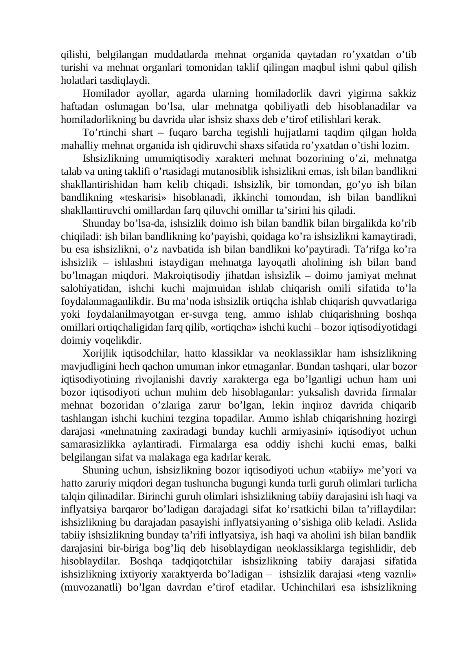 Ishsizlik: sаbаblаri, xususiyаtlаri vа uni kаmаytirish yo’llаri 4