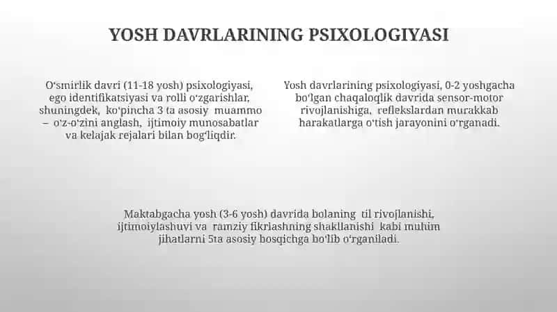 Jahon psixologiyasi yosh davrlari psixologiyasi Ortogeniz psixologiyasiga yondashish 4