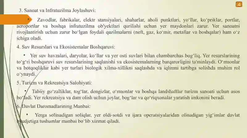Bozor iqtisodiyoti sharoitida yer resurslarini boshqarishningo`ziga xos xususiyatlari 4
