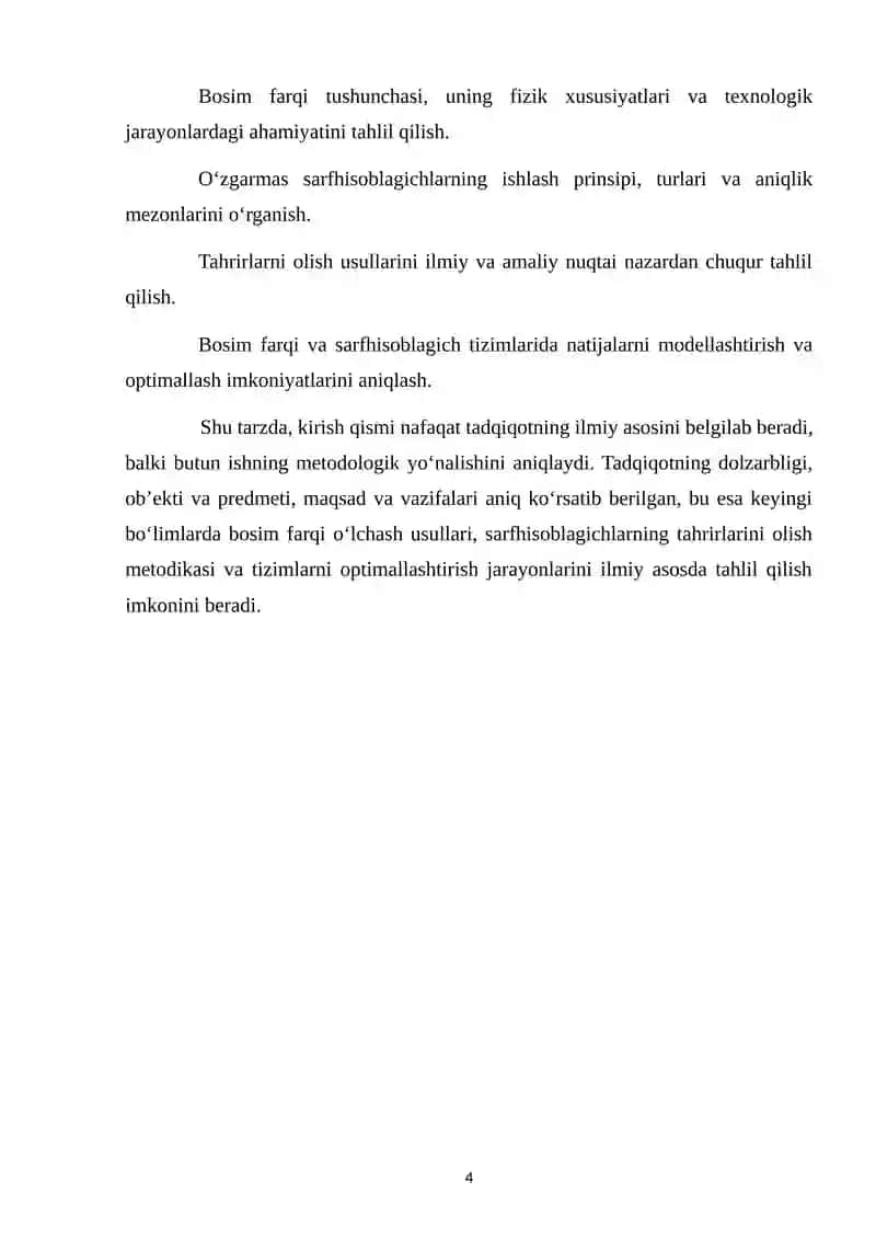 Bosimlar farqi va oʻzgarmas sarfhisoblagichlarning tahrirlarini olish usullari. 4
