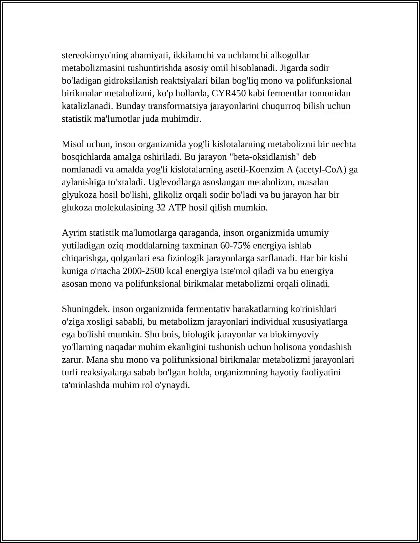 MONO VA POLIFUNKSIONAL BIRIKMALAR METABOLIKLAR VA DORIVOR VOSITALAR SIFATIDA ALIFATIK VA AROMATIK SPIRTLAR 4