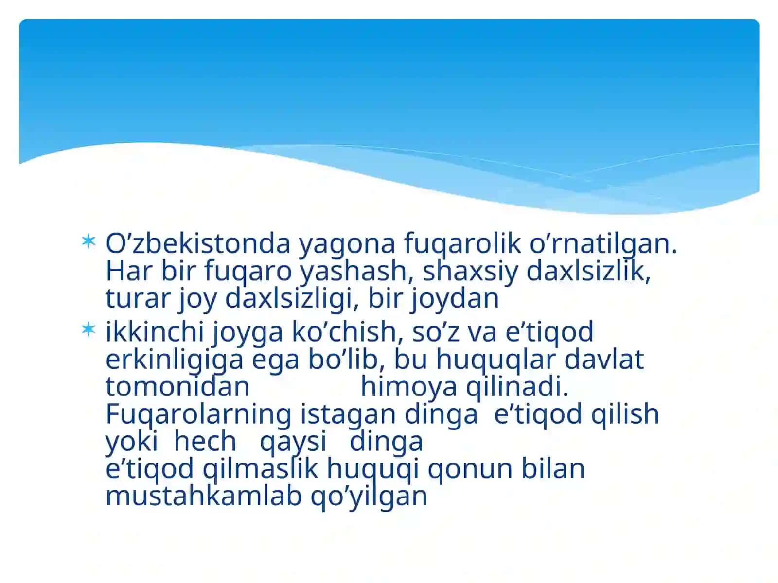 O'zbekistonda inson huquqlari va erkinliklari kafolatining yaratilishi 4