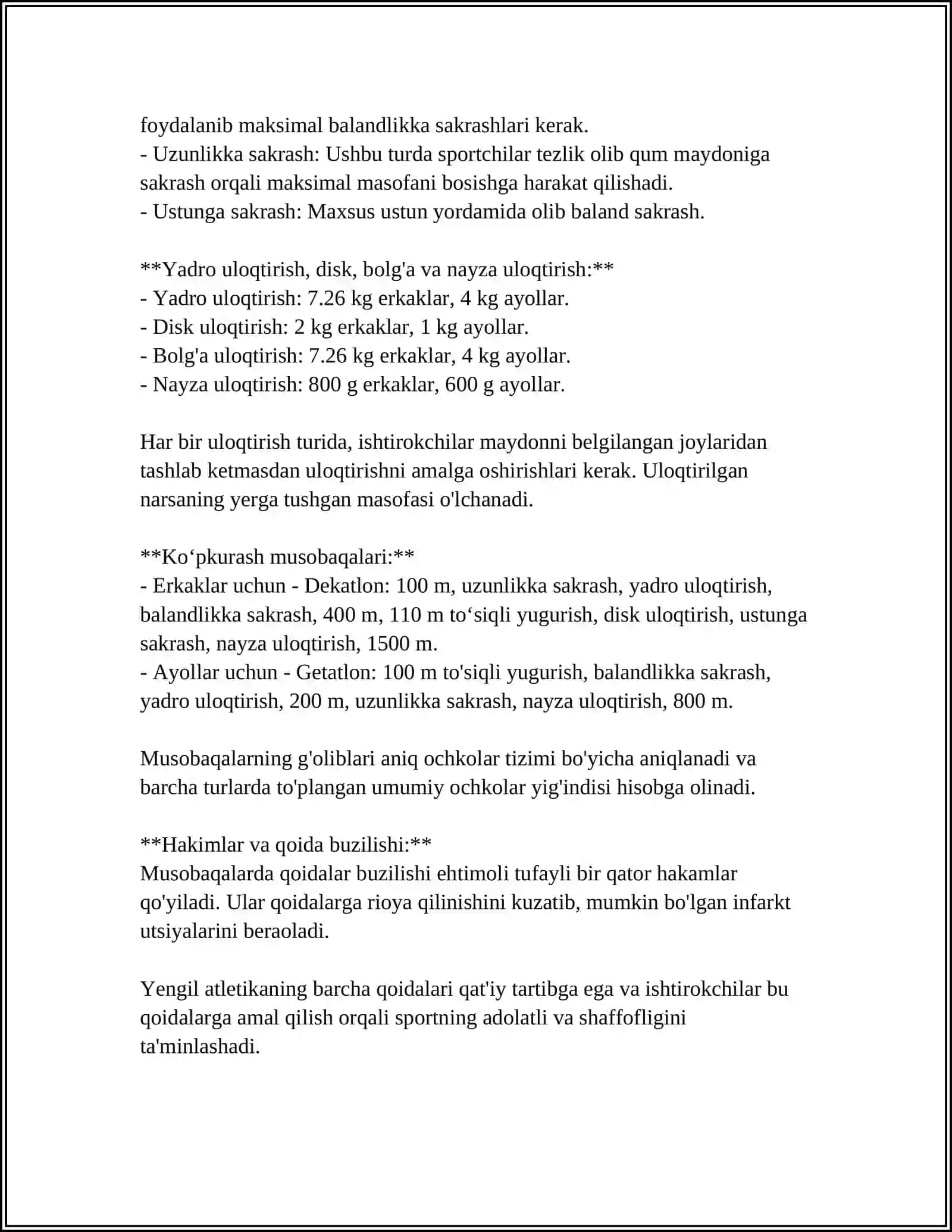 YENGIL ATLETIKA QONUN QOIDALARI ORGANISH 4