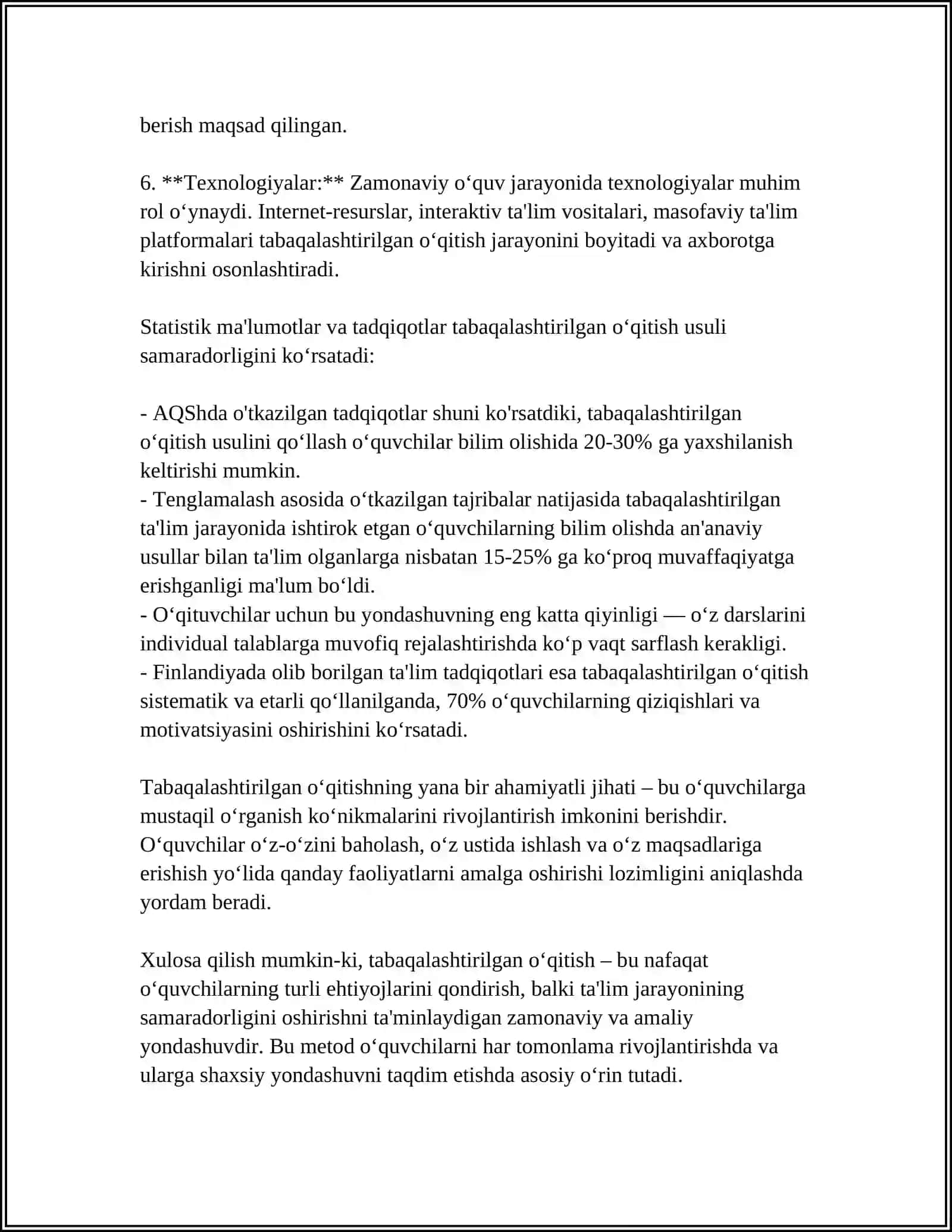 Tabaqalashtirilgan O’qitish Texnologiyasi 4