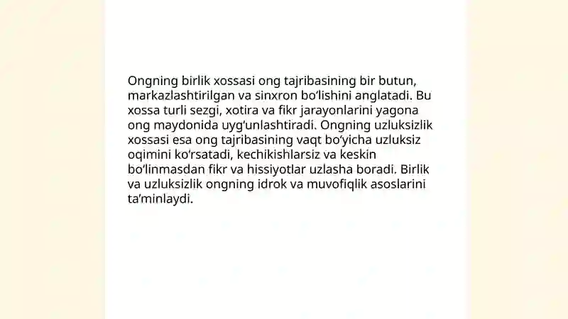 Ong va ong osti kontsepsiyalari. Ongning xossalari 4