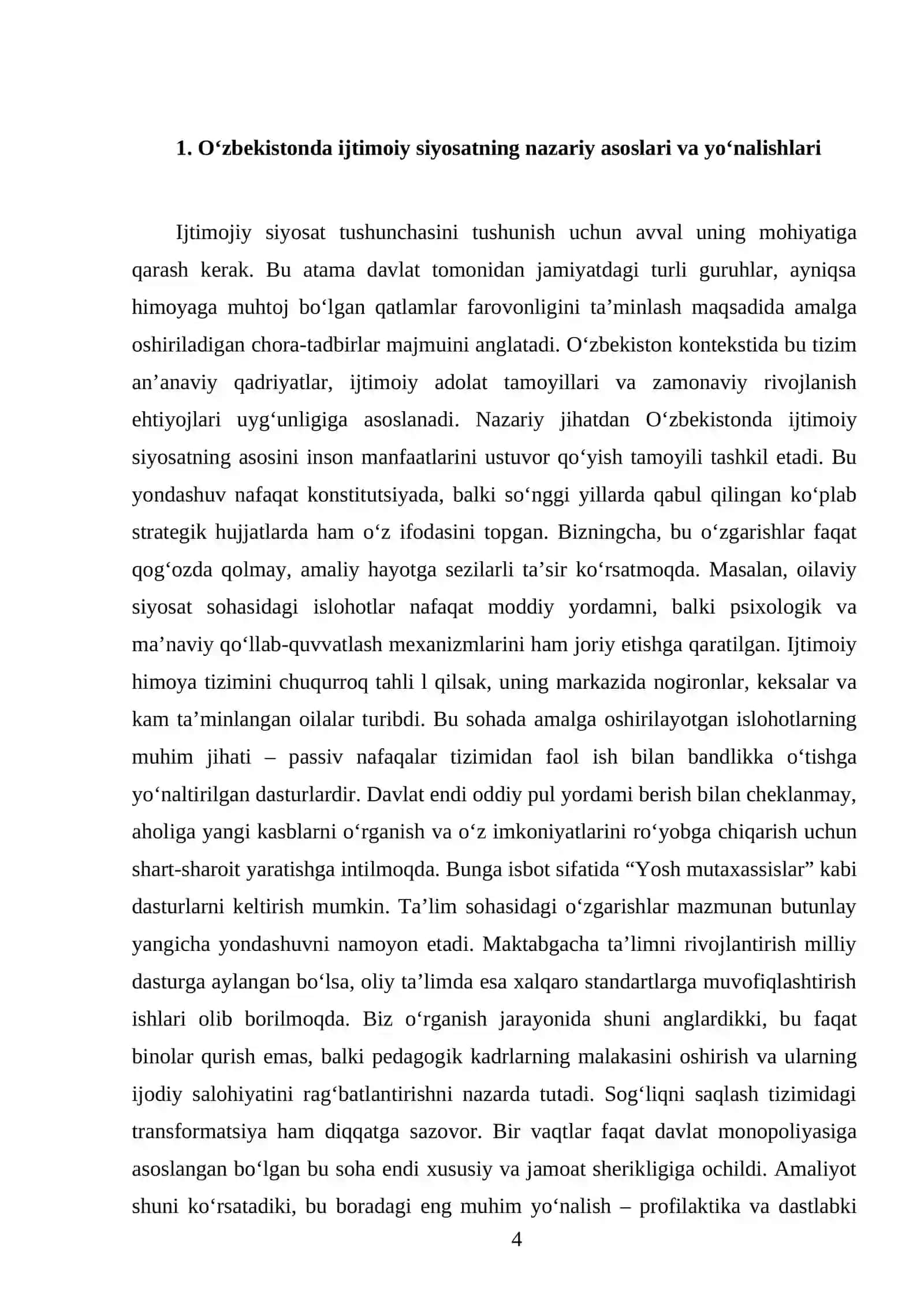 O'zbekistonda ijtimoiy sohada amalga oshirilayotgan o'zgarishlar mazmun va mohiyati 4