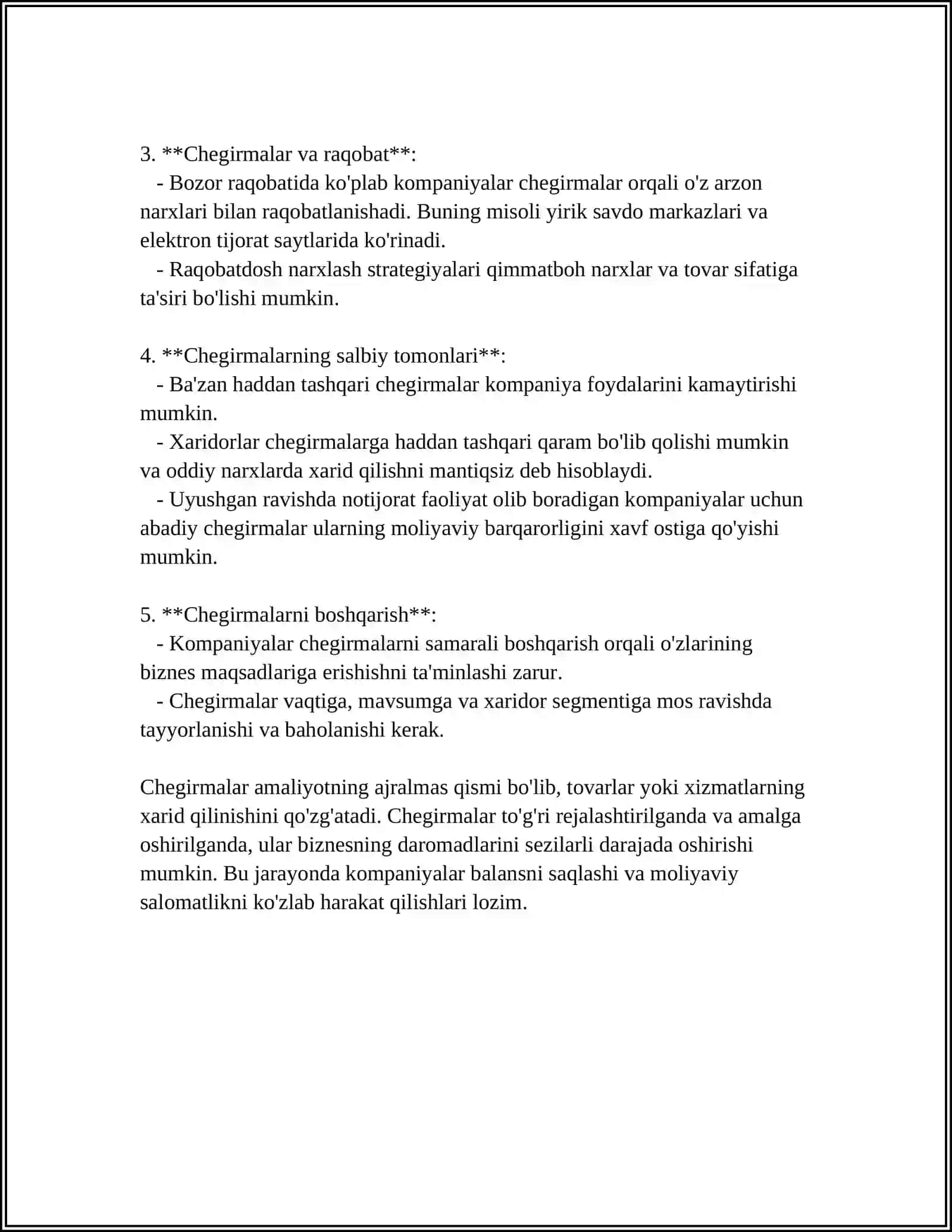 CHEGIRMALAR. CHEGIRMALAR HAQIDAGI KOSHI TEOREMASI.CHEGIRMALARNING INTEGRALLARNI HISOBLASHGA TATBIQI 4