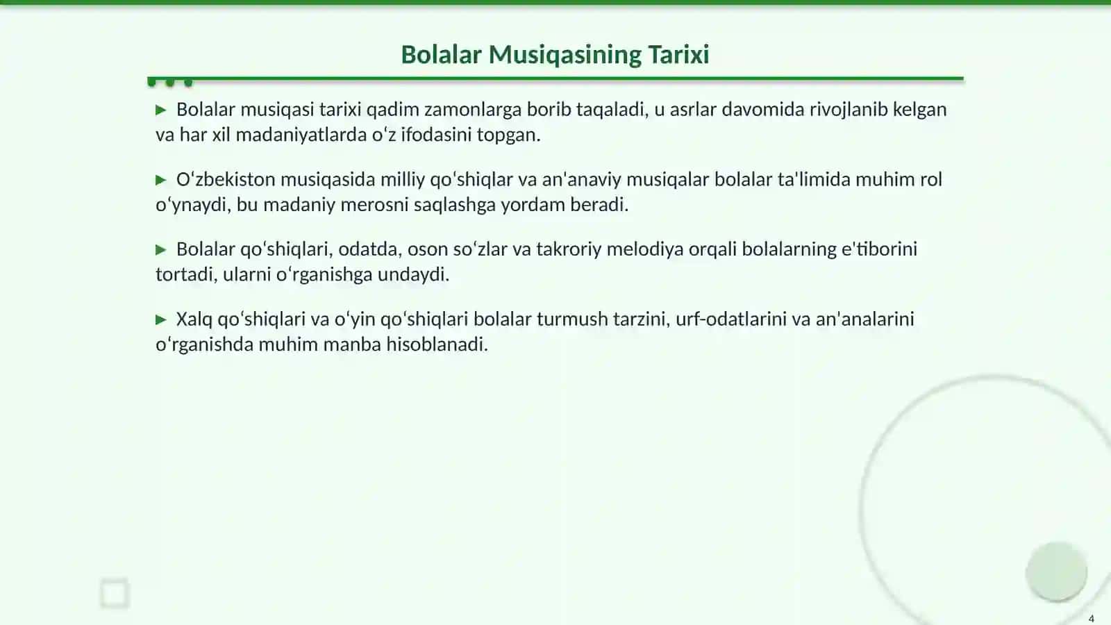Umumta’lim Maktablarida Bolalar Qo‘shiqlari Repertuarining Pedagogik Ahamiyati 4