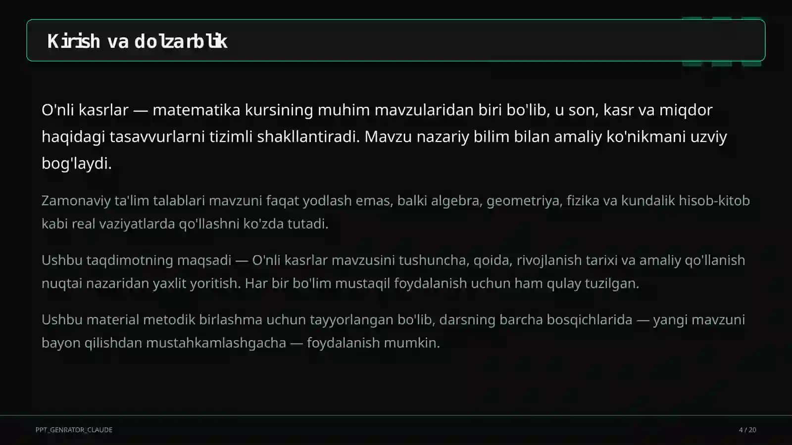 Matematika O'nli kasrlar (5-sinf) 3
