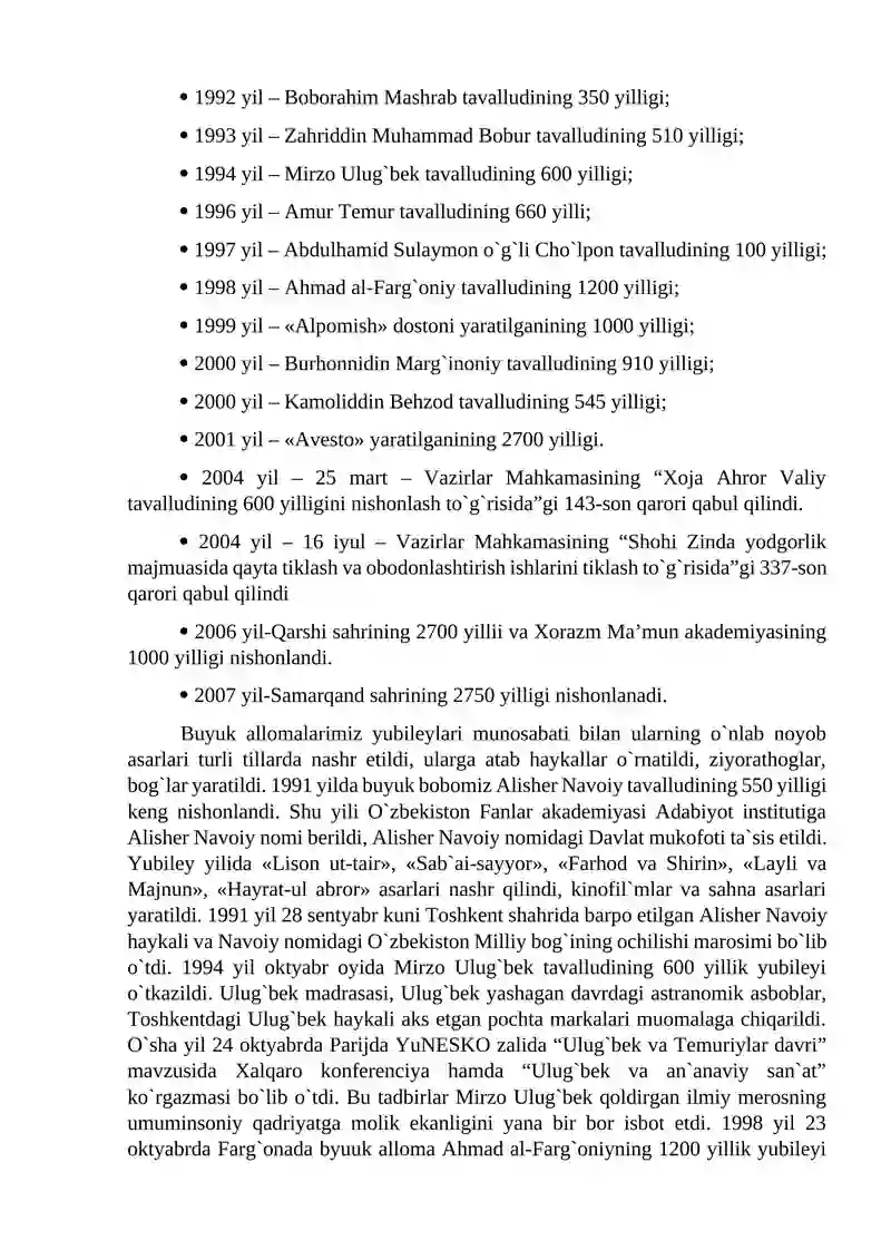 MUSTAQILLIK YILLARIDA AJDODLAR ME'ROSI VA MILLIY QADRIYATLARNI TIKLASH BORASIDAGI AMALGA OSHIRILGAN ISHLAR 4