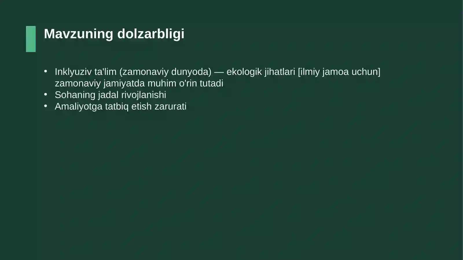Inklyuziv ta'lim (zamonaviy dunyoda) — ekologik jihatlari [ilmiy jamoa uchun] 4