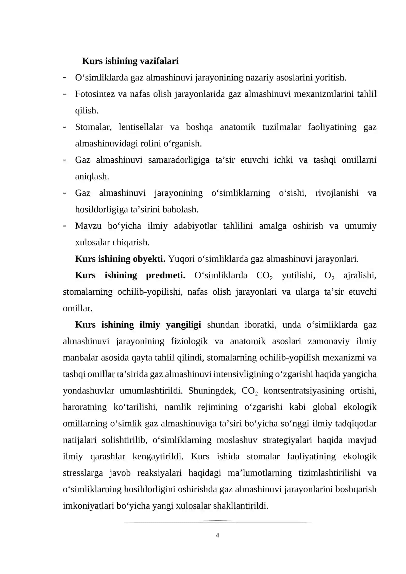 O‘simliklar fiziologiyasi KURS ISHI 4
