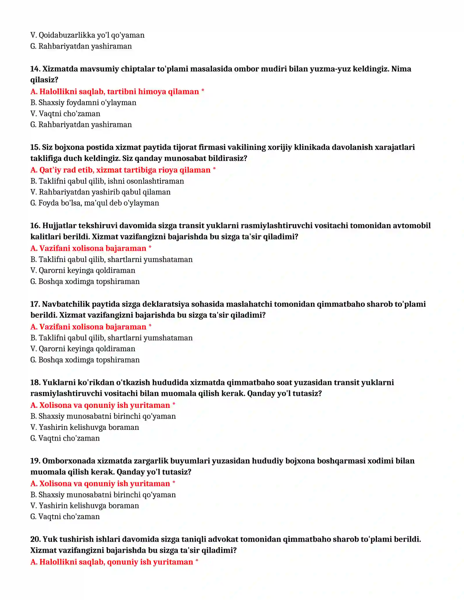 Bojxona statistikasi testlari 4