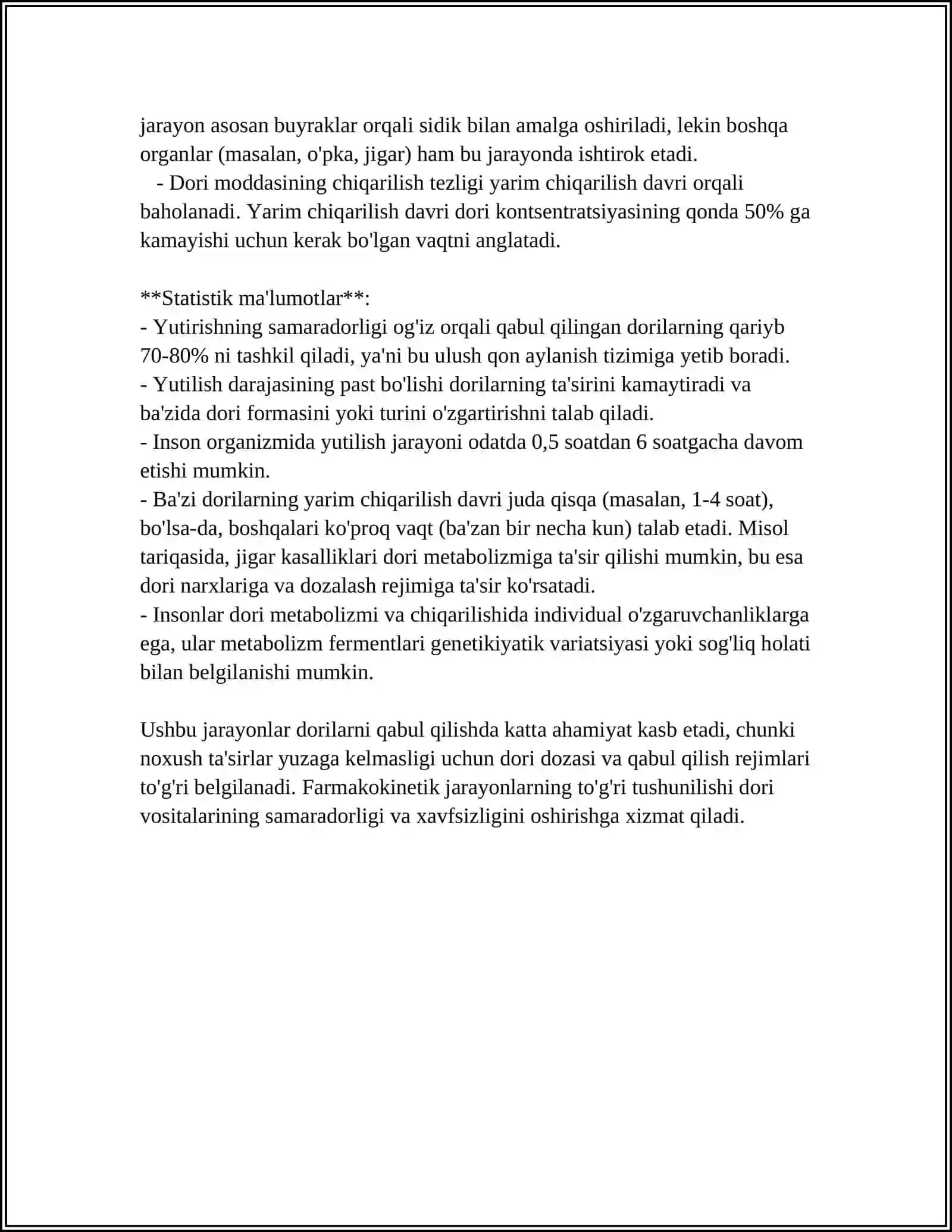 DORI VOSITALARINING FARMAKOKINETIKASI 4