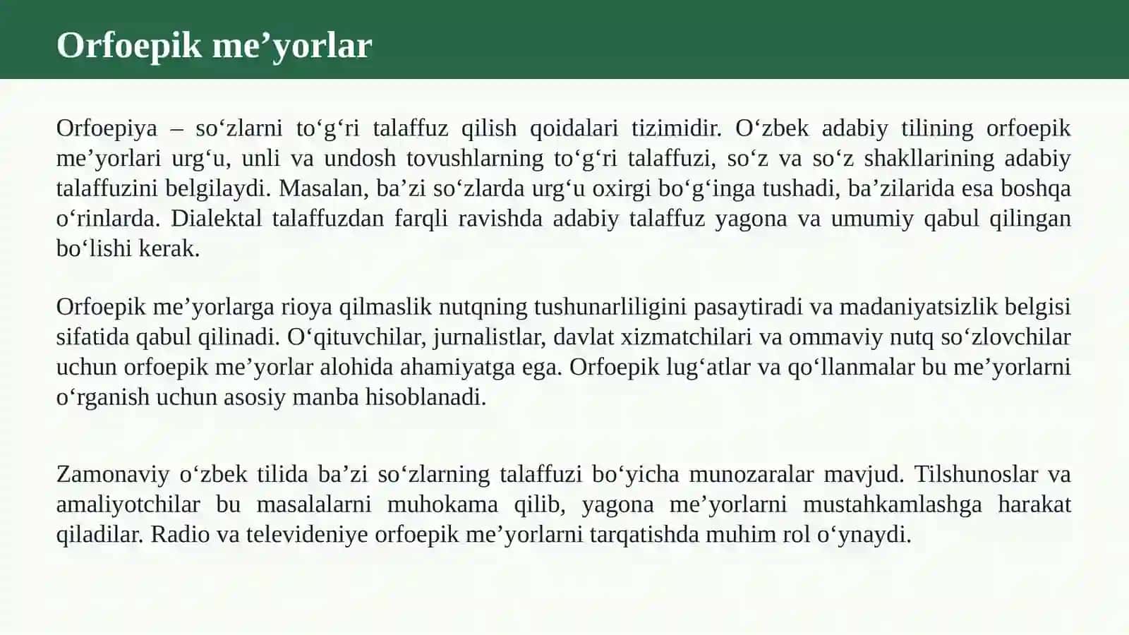 O‘zbek adabiy tilining me’yorlari va nutq madaniyati 4