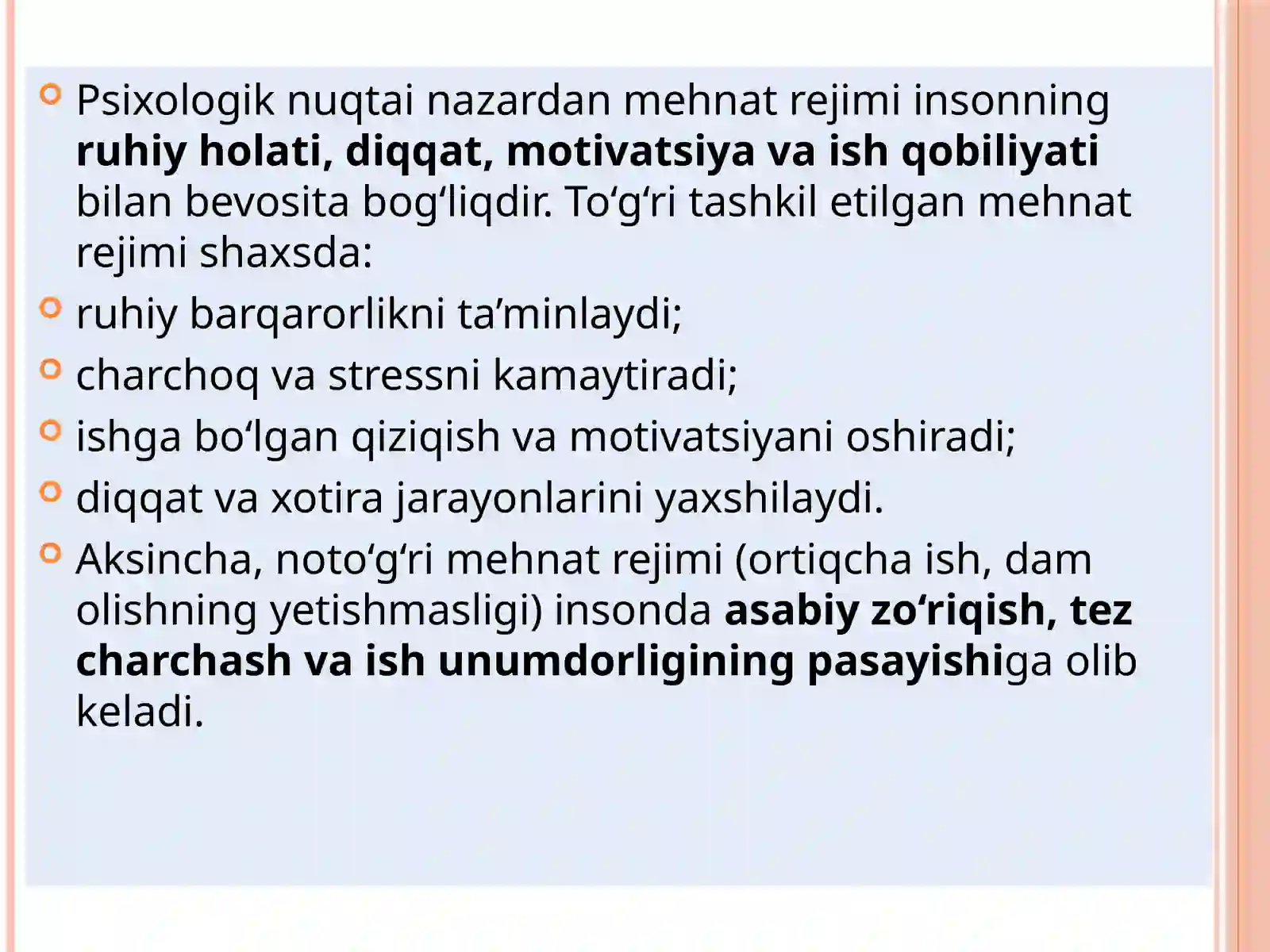 Mehnat rejimi va uning psixologik masalalari 4