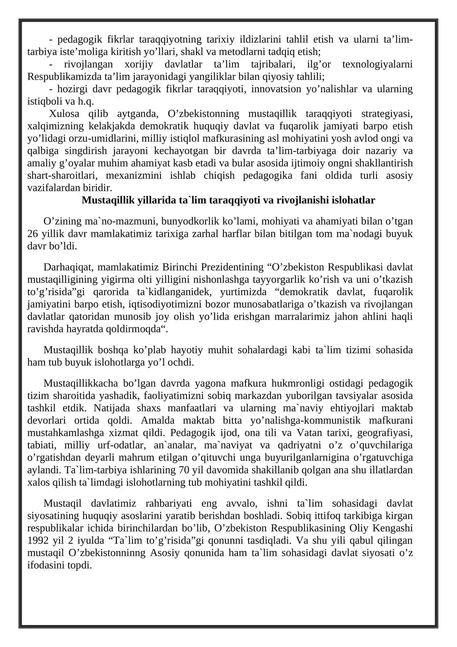 Mustaqil O’zbekistonda ta’lim va pedagogic fikr taraqqiyoti 4