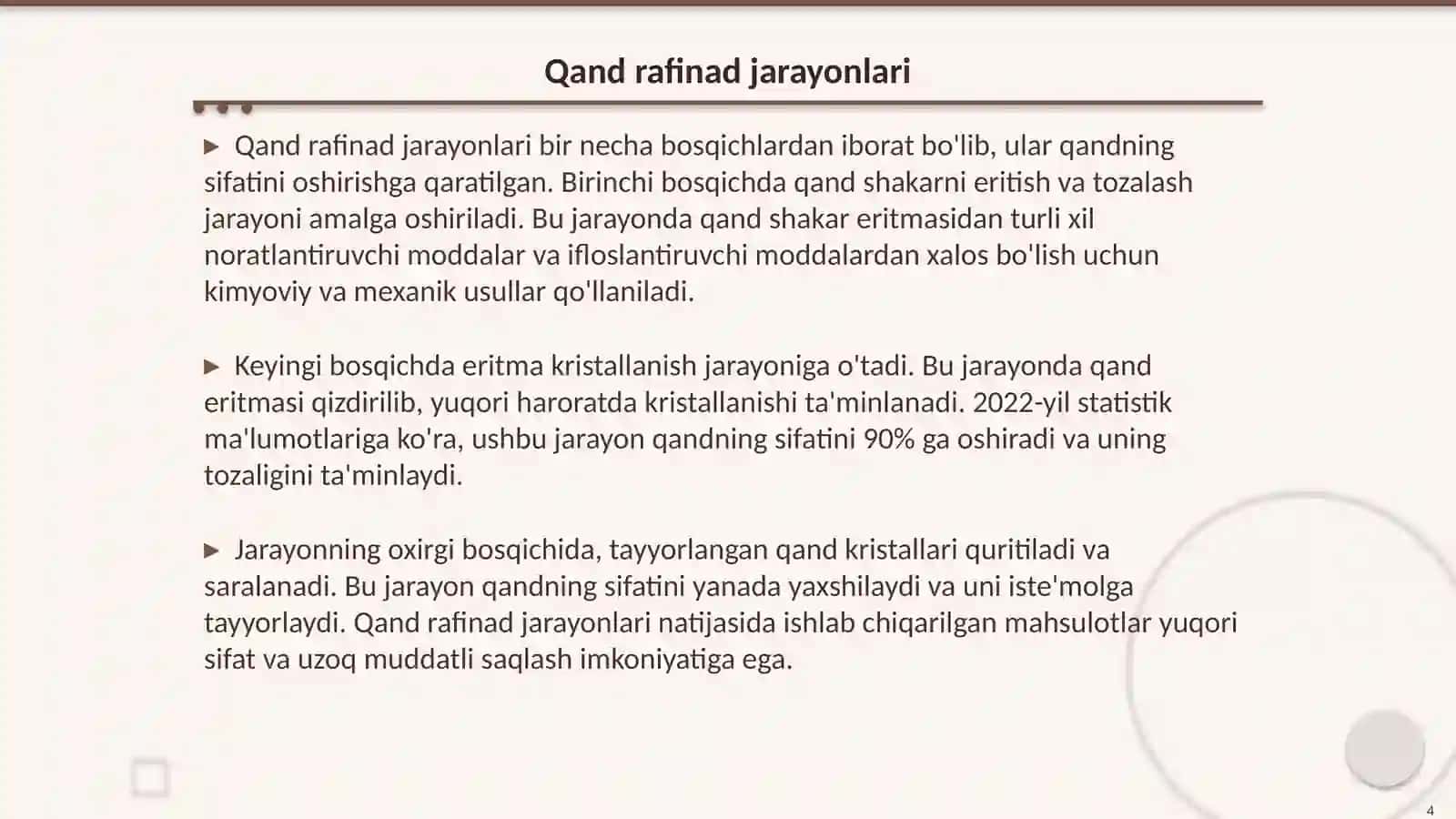 Qand rafinad ishlab chiqarish texnologiyasi 4