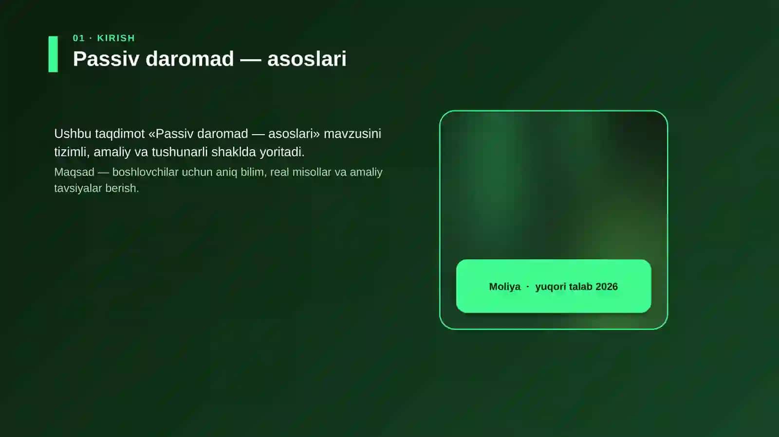 Passiv daromad — asoslari 4