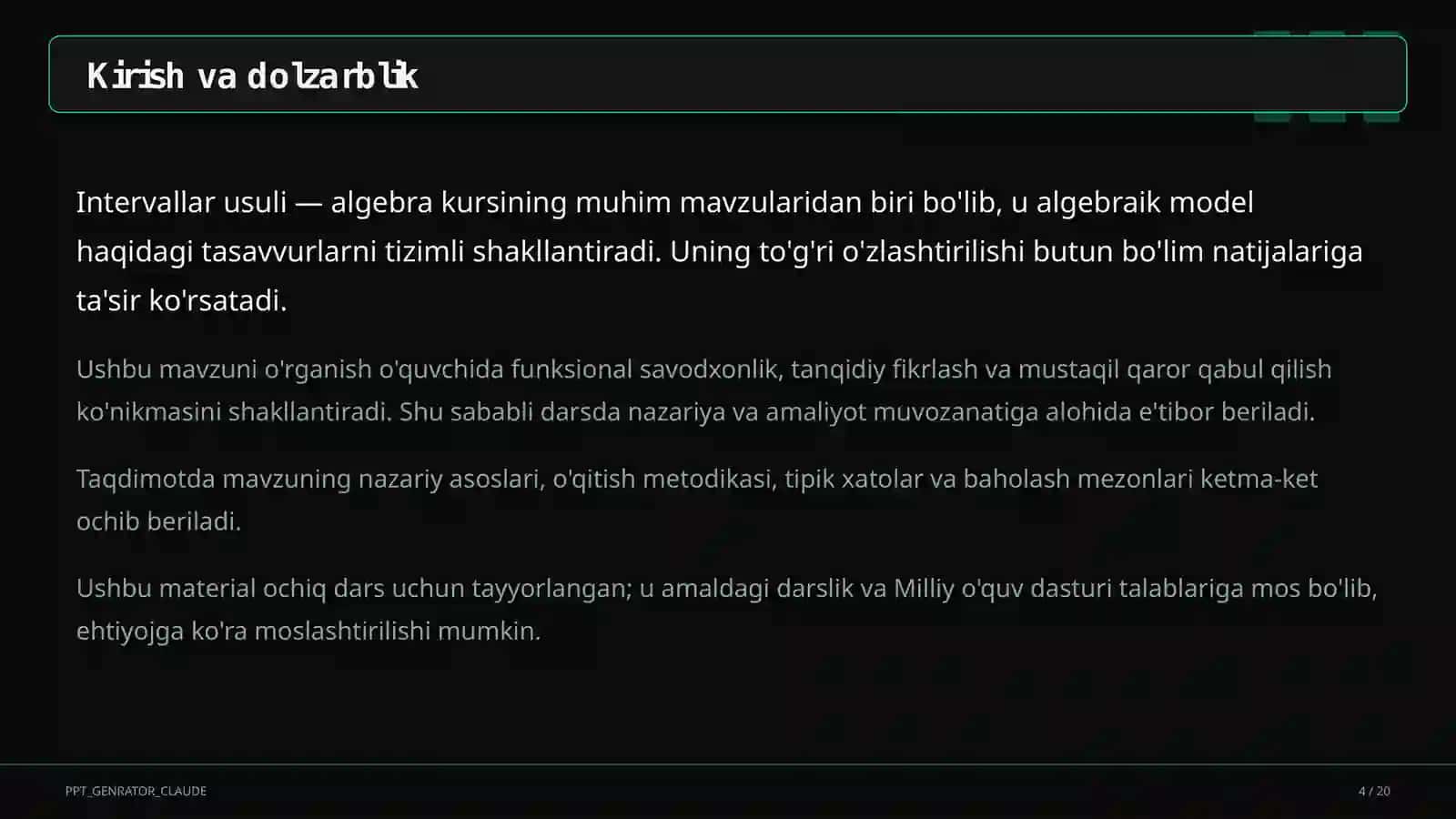 Intervallar usuli (9-sinf) 4