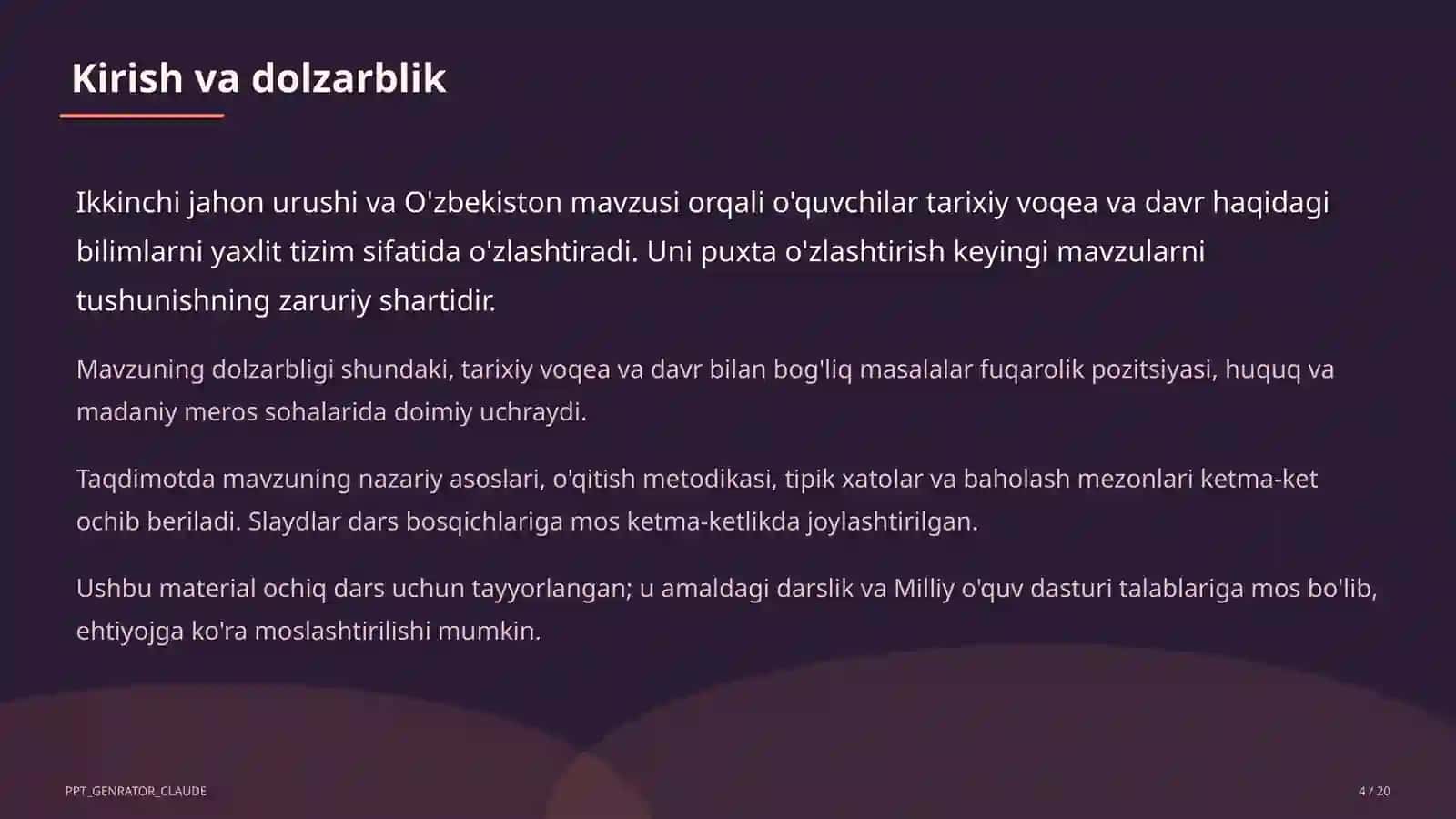 Ikkinchi jahon urushi va O'zbekiston (10-sinf) 4
