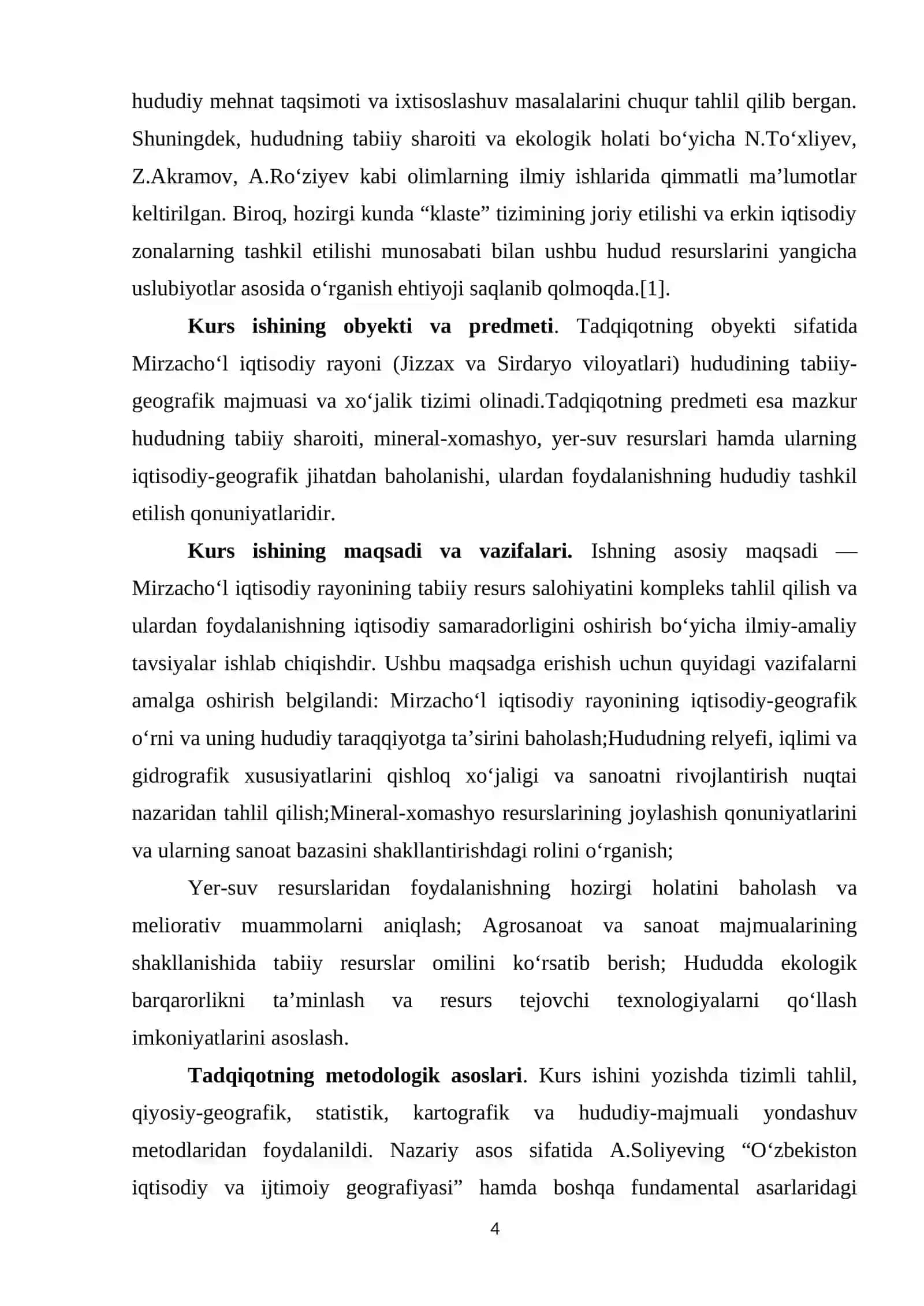 Mirzacho‘l iqtisodiy rayonining tabiiy sharoiti va resurslarini iqtisodiy geografik baholash 4
