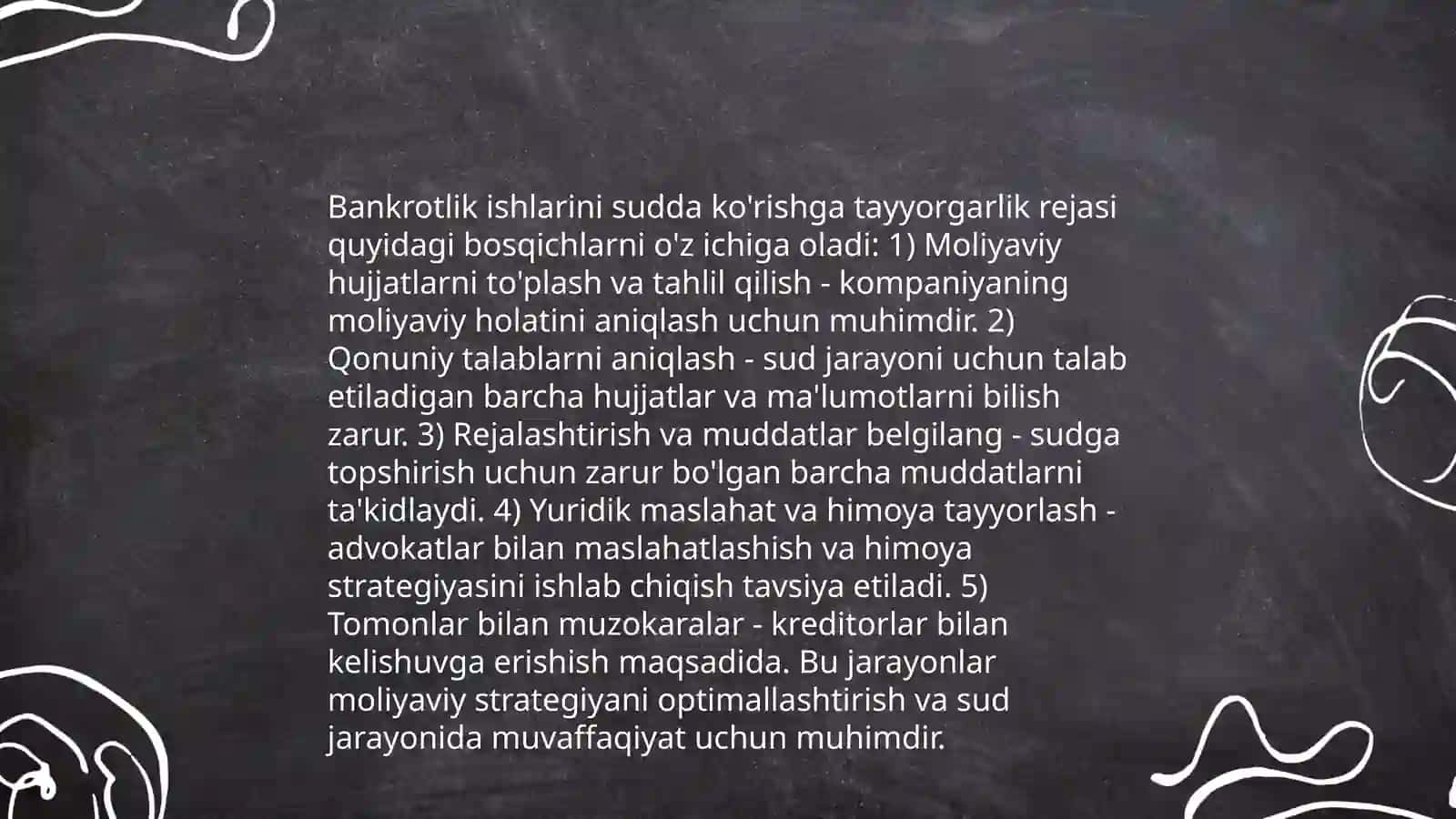 Bankrotlik tóğrisidagi ishni sudda kórishga tayyorlash, uni hal etish 4