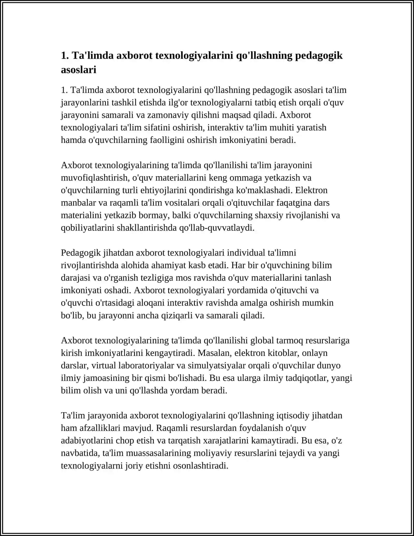 TAʼLIMDA AXBOROT TEXNOLOGIYALARINI QOʻLLASH 4