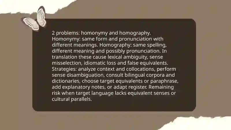Lexical problems in translation 4