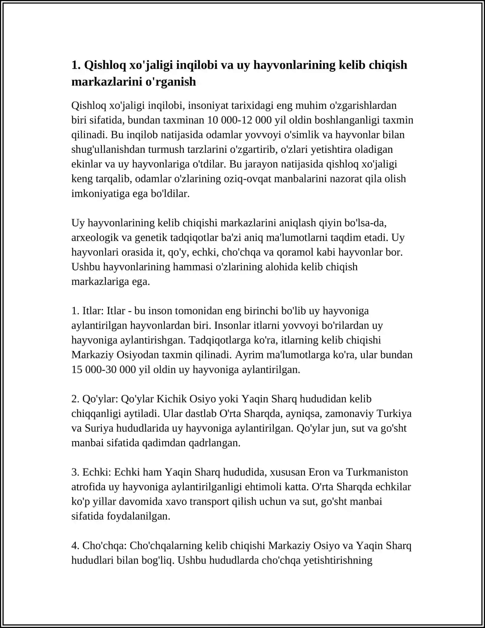UY HAYVONLARINING KELIB CHIQISHI MARKAZLARINI O'RGANISH 4