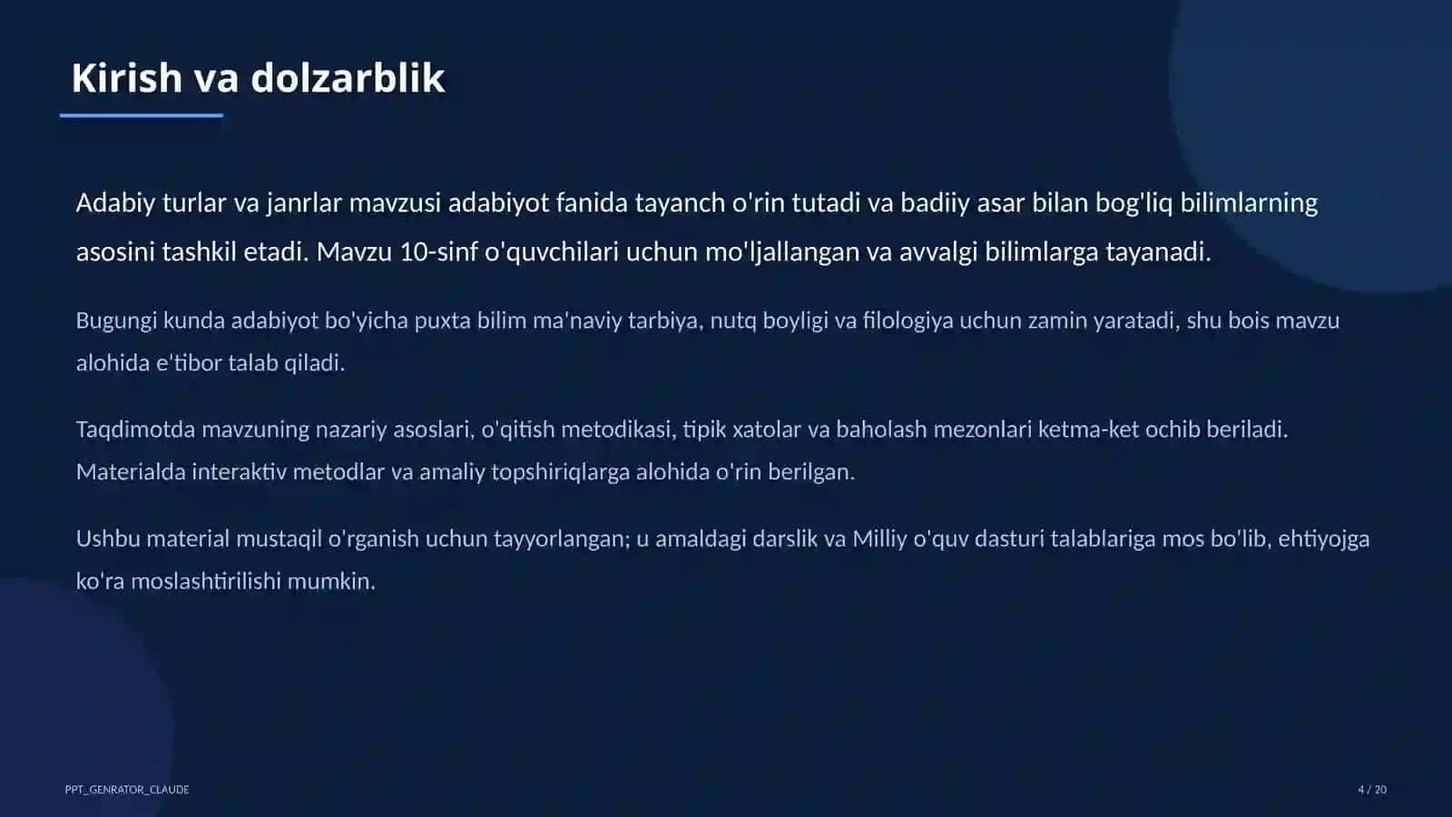 Adabiy turlar va janrlar (10-sinf) 4