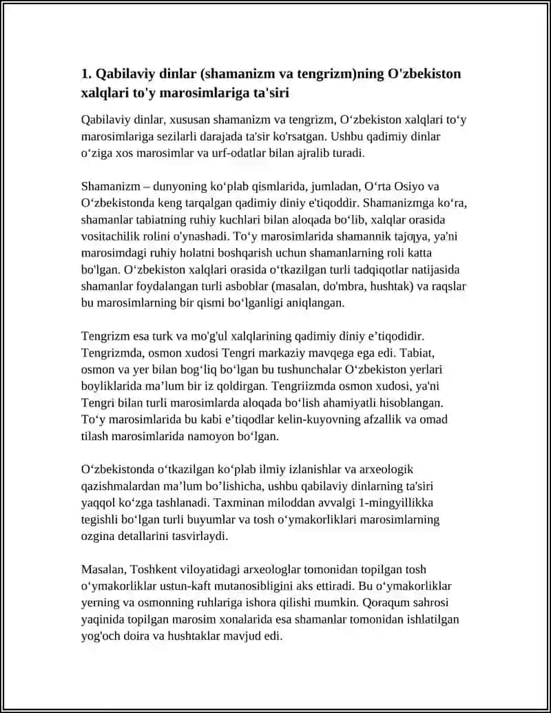 O’ZBEKISTON XALKLARI URF-ODATLARIGA QABILAVIY DINLARNING TA’SIRI 4