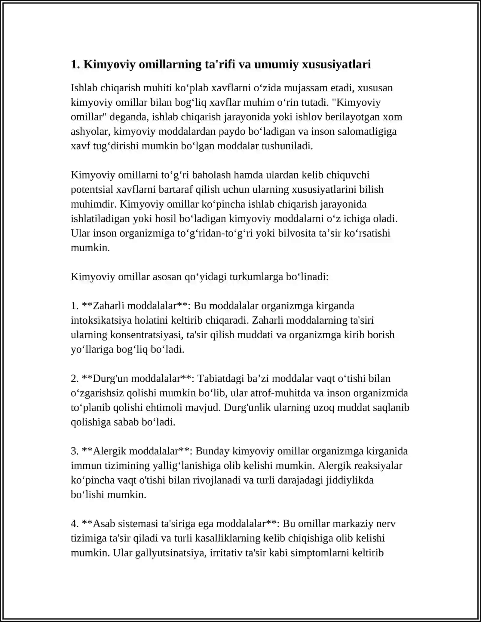 ISHLAB CHIQARISH MUHITIDAGI KIMYOVIY OMILLARGA TARIF 4