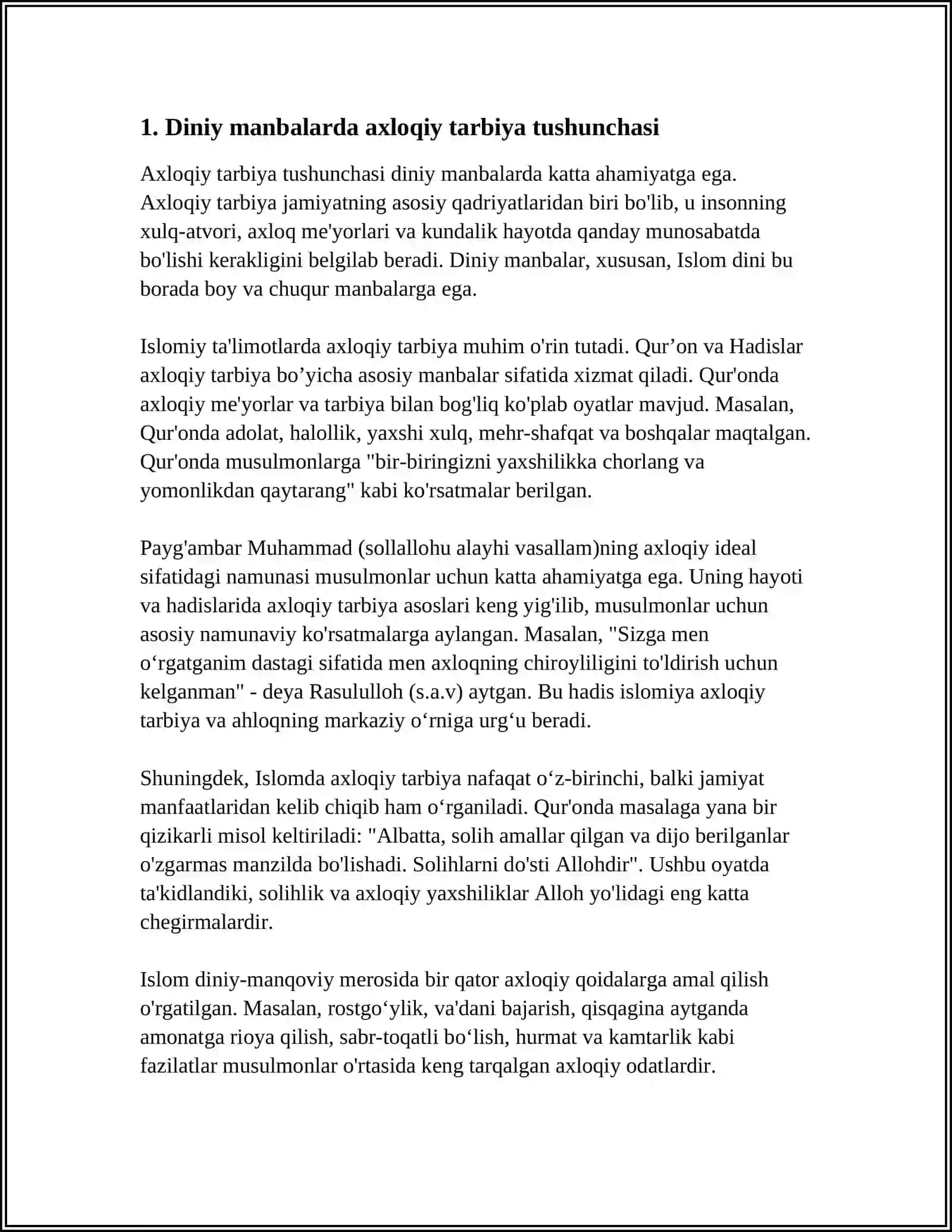 O'ZBEKISTON YOSHLARINING DINIY MANBALARDAGI AXLOQIY TARBIYAGA OID G'OYALARNI O'RGANISHNING AHAMIYATI 4