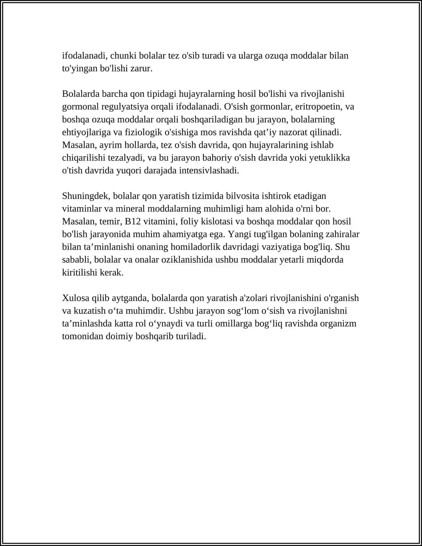 Bolalarda Qon Yaratish A'zolarini Anatomo-Fiziologik Hususiyatlari 4