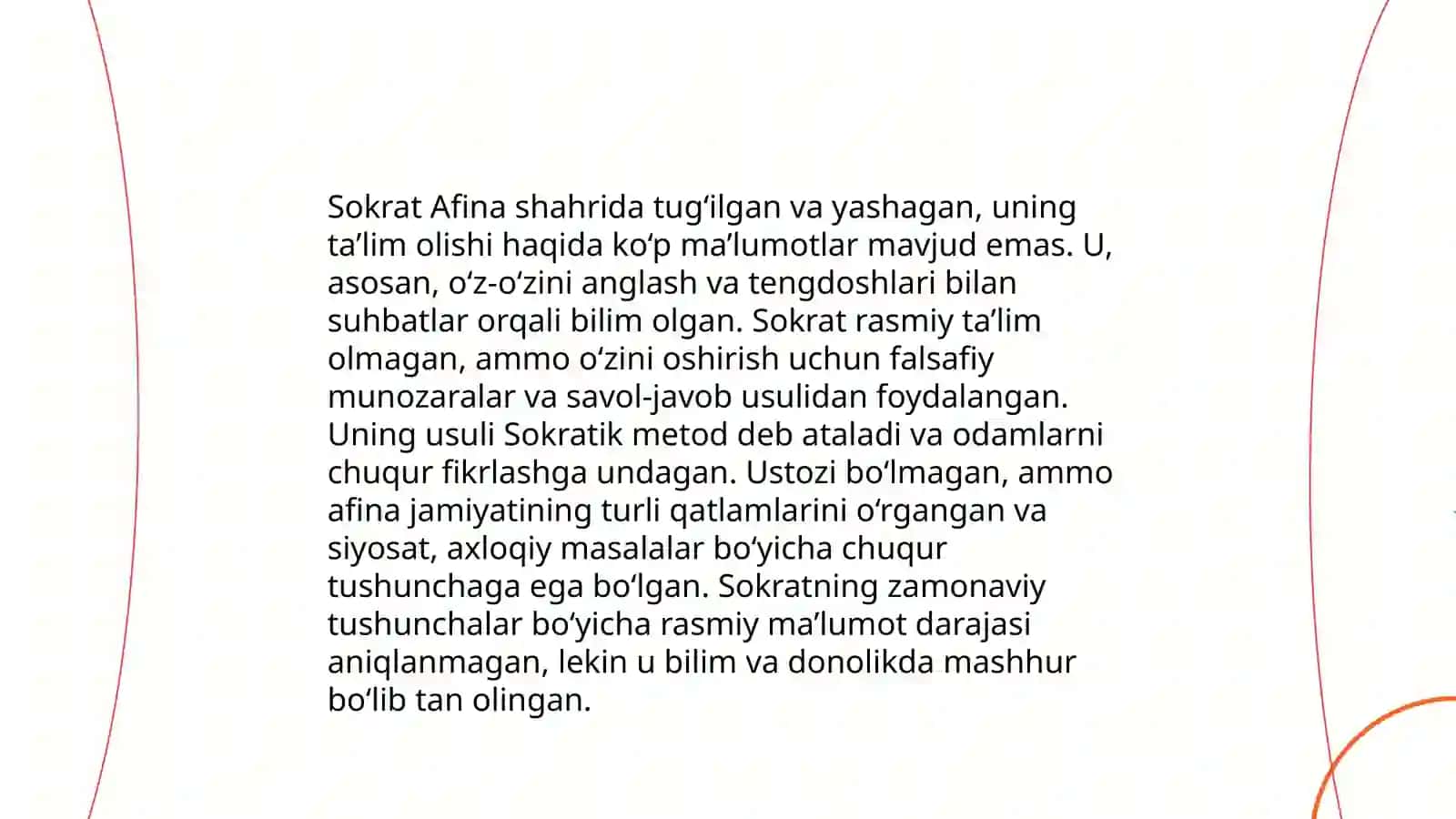 Sokratning hayoti va ijodi hamda kutubxonaga qoʻshgan buyuk hissalari va pedagogik gʻoyalari 4